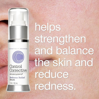 CONTROL CORRECTIVE Redness Relief Serum, 1 Oz - Botanical Extracts & Skin Balancing Vitamins, Calms, Hydrates & Strengthens Sensitive Skin, No Parabens Or Synthetic Dyes, Japanese Green Tea, Soothing