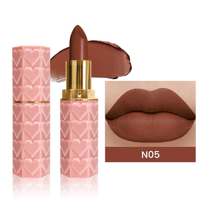 evpct 1Pcs Dark Brown Lipstick, Silky Velvet Matte Lipstick Pack Sets for Women, Long Lasting Smudge Proof Lipstick Lip Stain Makeup Kit matte lipstick 24 hours original N05