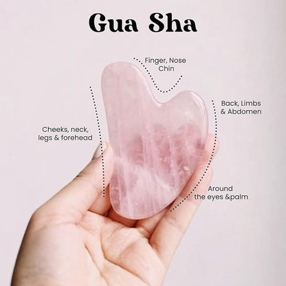 ROSELYNBOUTIQUE Gua Sha Facial Tools & Face Roller for Wrinkless Natural Skincare Tool Jade Roller Guasha Tool for Face Facial Massager (Rose Quartz - Pink)