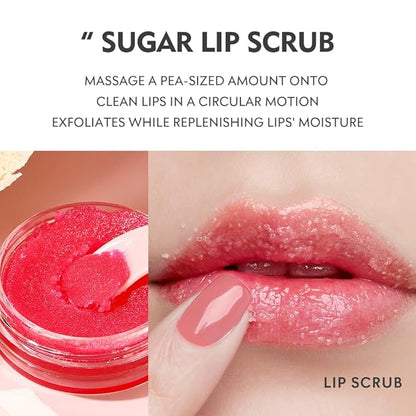 Pudaier Lip Care Kit, Hydrating Lip Glow Oil, Moisturizing Lip Mask, Exfoliating Lip Scrub, 3 Pcs Lip Care Plumping Makeup Set for Shiny and Nourishing Lips, Dry Lips Treatment