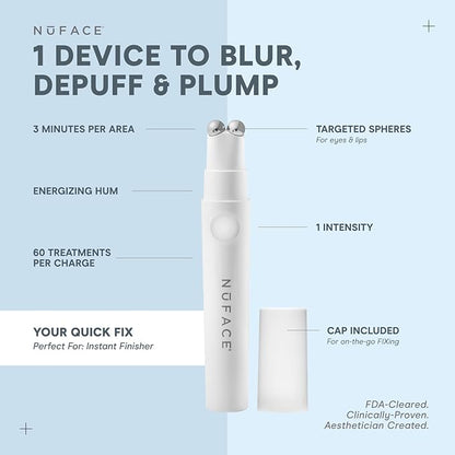 NuFACE FIX Line Smoothing Starter Kit - FDA Cleared Microcurrent Device + Serum Activator for On-The-Go Treatment of Forehead Lines, Crow's Feet, Under Eyes, Smile & Fuller-Looking Lips