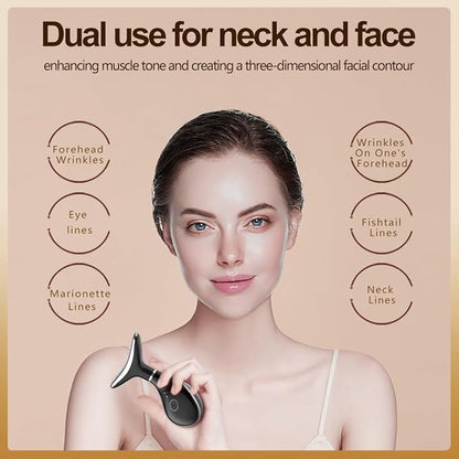 Home face and Neck Anti-Wrinkle and Anti-Aging Beauty Tool, Convenient 3-in-1 Skin Care Facial Massager, Face Shaping Tool, Vibration for Daily use at Home (White)