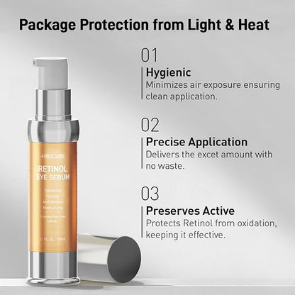 Retinol Eye Cream for Anti-Aging & Wrinkles - Firming & Repair Under Eye Serum with Retinol, Niacinamide, Hyaluronic Acid, Vitamin E & Bifida Ferment Lysate, 0.7 Fl Oz (Pack of 2)