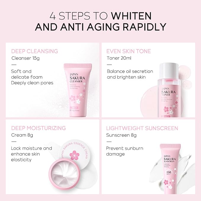 Sakura Travel Skincare Set for Teenage Cleaning