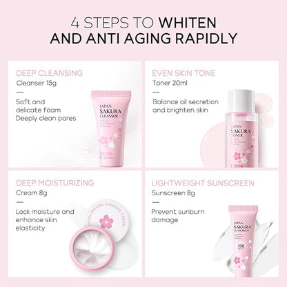 Sakura Travel Skincare Set for Teenage Cleaning
