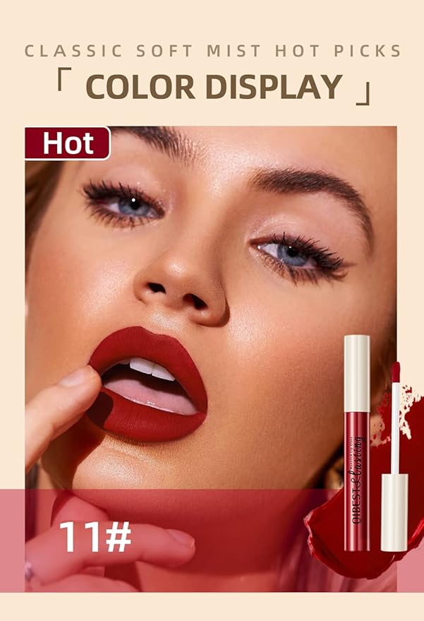 12Pcs Makeup Matte Lipstick Lip Kit, Non-Stick Cup Not Fade Velvety Liquid Lipstick Waterproof Long Lasting Durable Nude Lip Gloss Beauty Cosmetics Gift Box Makeup Set Kit (Natural Lip Collection)