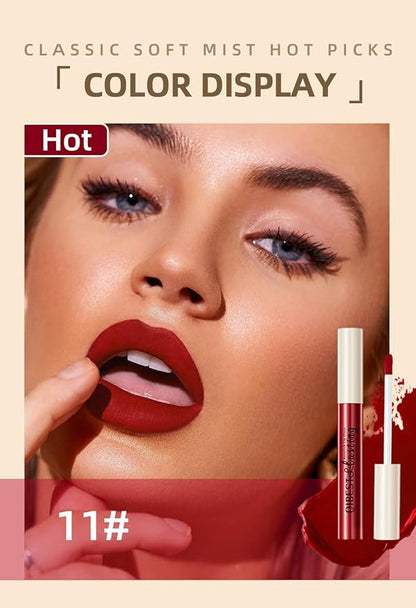 12Pcs Makeup Matte Lipstick Lip Kit, Non-Stick Cup Not Fade Velvety Liquid Lipstick Waterproof Long Lasting Durable Nude Lip Gloss Beauty Cosmetics Gift Box Makeup Set Kit (Natural Lip Collection)