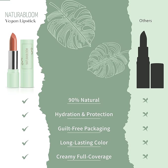 Vegan Lipstick (Coral) - Sensational One-Stroke Long Lasting Lipstick from Natural Oils & Butters Full-Coverage Lip Color with Shea Butter & Coconut Extact - Premium Hydrating Lipsticks