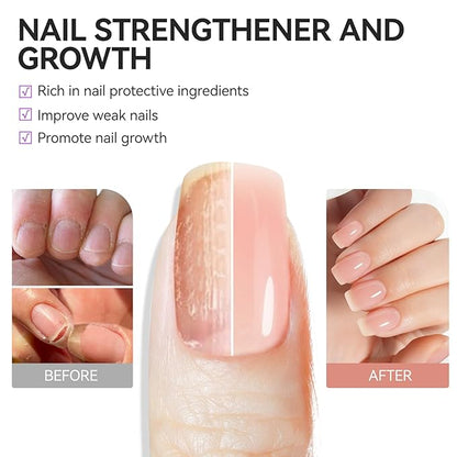 Gelike EC Nail Strengthener for Woman: Nude Blush 15ml 6 in 1 Natural Nail Hardener Extra Strong and Growth - Nail Polish Hardener for Weak and Damaged Nails