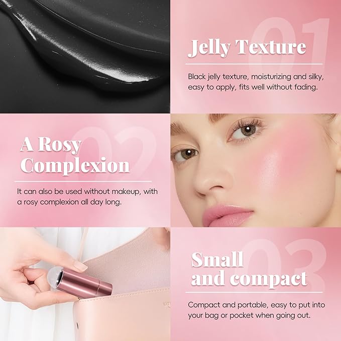 Color Changing Blush Stick for Cheek Lip, Black