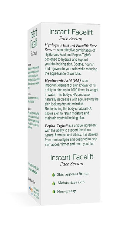 Hyalogic Instant Facelift Serum - Hyaluronic Acid & Pepha®-Tight for Skincare - Facial Serum for Instant Skin Firming, Fine Line & Wrinkle Reduction - Clean Formula for Healthy Skin (1 Fl Oz)