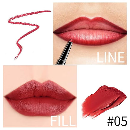 Boobeen 2 in 1 Double Head Lipstick & Lip Liner Makeup Set Matte Velvet Lipgloss Lipstick Creamy Lip Pencil for Women, Long-lasting and Non-smudge