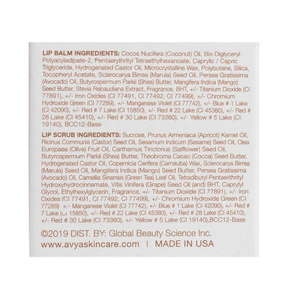 Avya Skincare Two-In-One Lip Treatment/Sugar Scrub Exfoliates and Softens Lips/Balm with Marula and Mango Moisturizes and Nourishes / .07oz