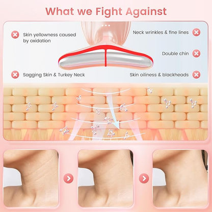 SEELE Multi-Polar 7-Color LED Skin Beauty Device - Luxurious Firming and Radiance and Anti-Aging for Face and Neck, Based on 7 Color LED, Vibration, and Thermal Technologies. (Rose Gold)