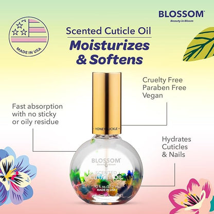 Blossom Cuticle Oil for Nails, Hydrating, Moisturizing, Scented Nail Oil Cuticle Care, Infused with Real Flowers, Made in USA, 0.92 fl. oz, Honeysuckle