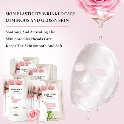 Face Mask Skin Care Anti Aging Facial Mask Sheets Mask Face Masks Beauty Rose Sheet Masks for Face Bulk Face Masks Skincare Facial Masks 10 Sheets