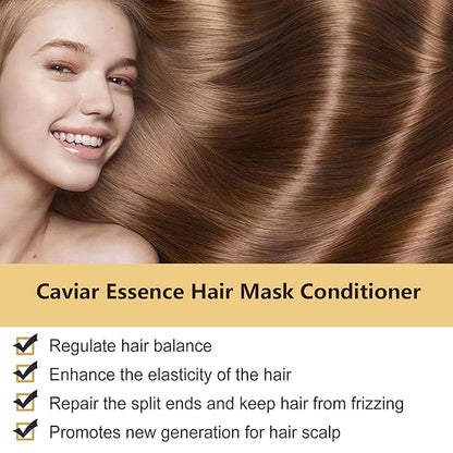 Caviar Essence Hair Mask, Deep Repair Conditioning Argan Oil Collagen Hair Mask Essence for Dry Damaged Hair, Types Hydrating and Nourishing Formula for Dry Hair