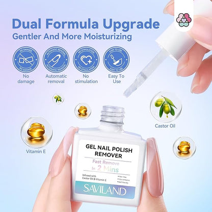 Saviland Gel Nail Polish Remover Kit and Cuticle Oil Vitamin E