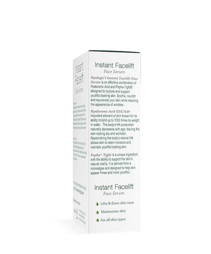 Hyalogic Instant Facelift Serum w/Hyaluronic Acid & Pepha Tight Formula to Lift, Firm & Tighten Skin - Lessens Fines Lines & Wrinkles - 1oz