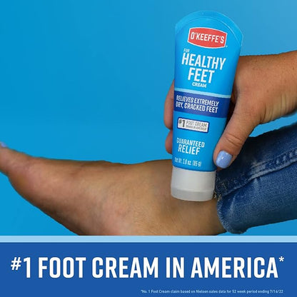 O'Keeffe's for Healthy Feet Foot Cream - 3 oz Tube (2 Pack) - Guaranteed Relief for Extremely Cracked, Dry Feet, Repairing Skincare, Instantly Boosts and Retains Moisture Levels