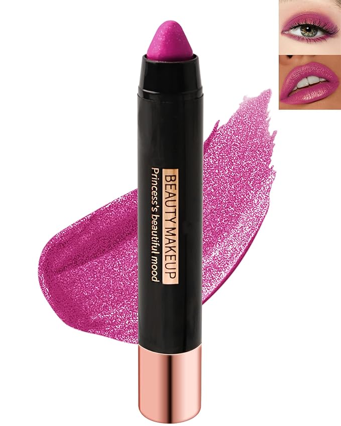 Metallic Diamond Glitter Matte Lipstick Crayon Pencil, Long Lasting Non-Stick Red Shiny Creamy Lip Gloss Lip Liner Pen, Sparkling High Pigment Waterproof Eyeshadow, Shimmer Lip Blam Stain Makeup – 02#