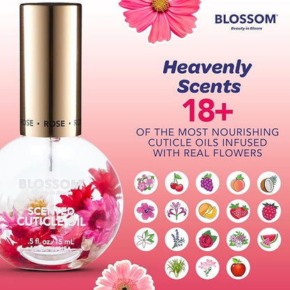Blue Cross Professional Nail Care Nourishing Scented Cuticle Softener Oil Balm Conditioning Stick + Blossom Hydrating Moisturizing Scented Cuticle Oil, 2 Pack Rose Bundle