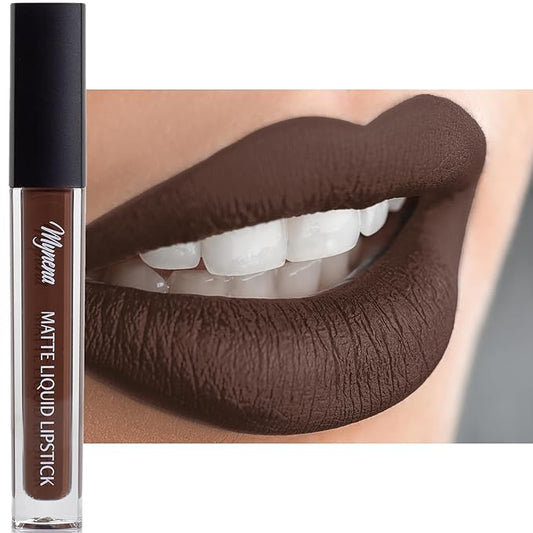 Mynena Brown Long-Lasting Matte Liquid Lipstick Intense Color Smudge-Proof & Waterproof Comfortable Hydrating Shea Butter Vegan & Cruelty-Free | Cyndia