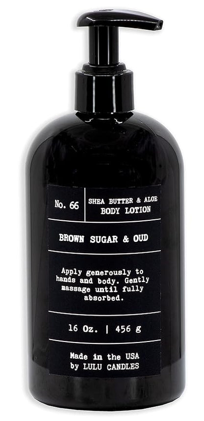 Lulu Candles | Brown Sugar & Oud | Moisturizing Body Lotion with Soothing Shea Butter & Aloe | Gentle Lotion Nourishes Dry Skin With Moisture | No Paraben | Dye Free | Non-Greasy (16 Oz.)