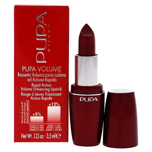 Pupa Milano Volume - Plumping, Hydrating, Cream Formula Lipsticks - Lasting Color That Stays On Lips All Day Long - Lustrous, Flattering Shades For All Complexions - 400 Vintage Red - 0.123 Oz