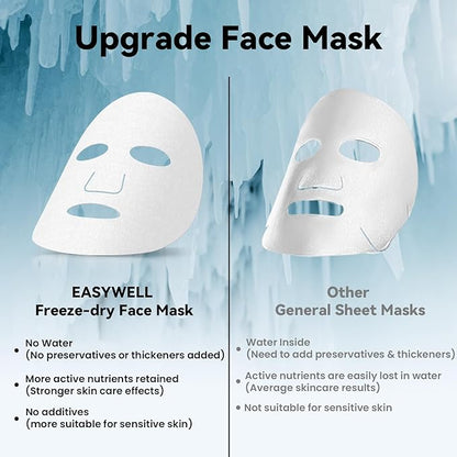 Freeze-Dried Sheet Masks, Collagen Essence Face Mask for Skincare & Beauty, Upgrade Hydrating & Brightening, 0% Additive, for All Skin Types, 5ea