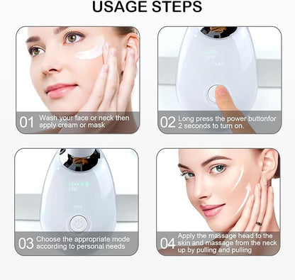 Face and Neck Massager，7 Color Multifunctional Facial Skin Care Tools, Led Face and Neck Beauty Device for Home Use