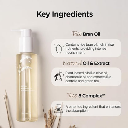 MIDHA RICE CLEANSING OIL 5.07fl.oz/150ml, Gentle Makeup Remover, Hydrating, Lightweight, Plant-Based, Moisturising, First-Step Cleanser, Balanced Skin with Residue-Free, Sebum Care Formula