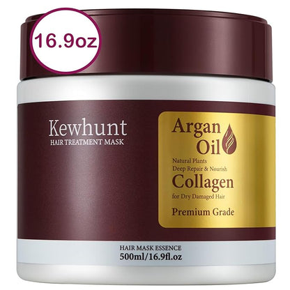 Collagen Hair Mask, Mothers Day Gifts, Deep Conditioning Hair Mask Infused with Argan Oil, Plant Protein, Shea Butter, Hair Treatment Hydrating Repair Mask Essence for Dry Damaged Hair 16.9 oz 500ml
