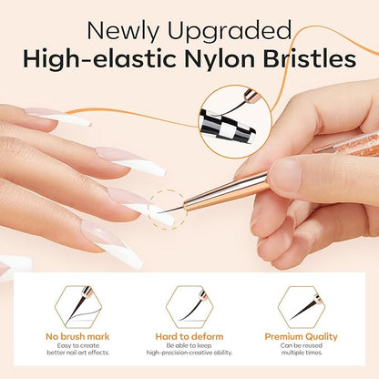 modelones Thin Liner Nail art Brushes with Cuticle Oil, 15ml Nail & Cuticle Care Strengthener Oil Vitamin E + B Cuticle Revitalizing Oil for Nail Growth and Gel Nail Polish