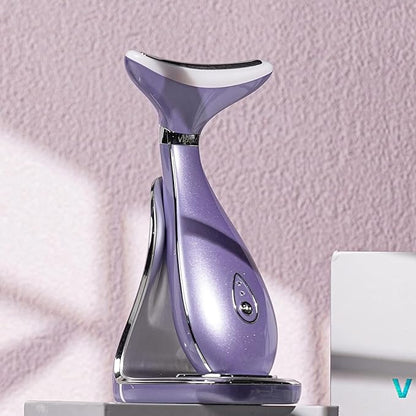 Lily Neck Face Massager, Skin Rejuvenation Beauty Massager, 3-in-1 at-Home Facial Spa Tool, Lifting, Toning and Tightening for a Radiant Appearance (Lavender Violet)