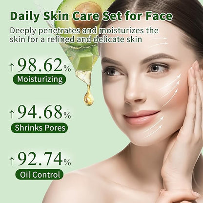 Avocado Skin Care Set, Skincare Gifts Kits For Hydrating Skin, Facial Kit For Women With Facial Cleanser, Serum, Face Cream, Eye Cream, Travel Skincare Set.(4 Pieces)