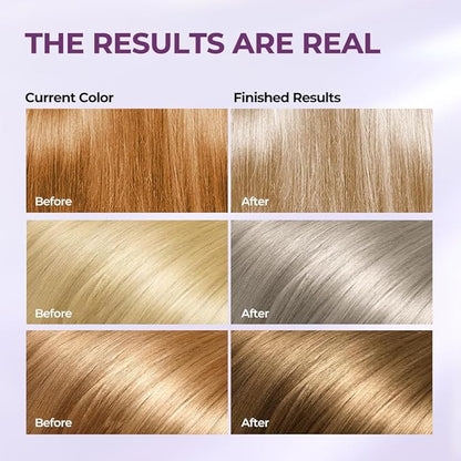 Karseell maca power Purple Hair Mask and Purple Shampoo Set, Neutralizes Brass & Yellow Tones for Blonde, Gray, Silver Color Treated Hair, 2 x 16.9floz