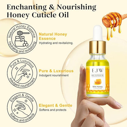 EJW Cuticle Oil for Nails, 1 Week Multi-Functional Care for Hands and Feet, Moisturizes & Strengthens Nails, Improves Hangnails & Dry Skin, Contains Jojoba Oil, Natural Ingredients, Milk and Honey