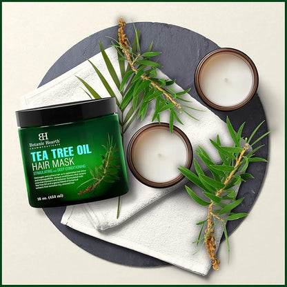 Botanic Hearth Tea Tree Hair Mask & Deep Conditioner, Moisturizes & Protects Hair & Scalp - with Soy Protein, Vitamin E, Collagen, Keratin & Coconut Oil - 16 oz (Packaging May Vary)