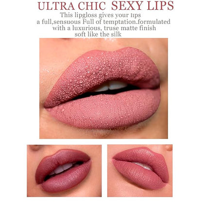 6PCS Everlasting Matte Liquid Lipstick Makeup Set,Long Lasting Waterproof Matte Lip Gloss,High Pigmented Nude Lipgloss Kit,Beauty Cosmetics Makeup Gift for Girls (#A)