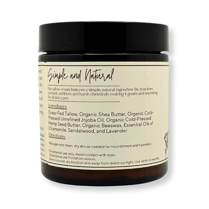 All-Natural Tallow & Hemp Body Butter | Chamomile & Sandalwood Scent | Deeply Hydrating Skincare | 4 oz