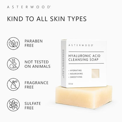 Asterwood Hyaluronic Acid Serum 1 oz + Hyaluronic Acid Cleansing Soap 3.5 oz