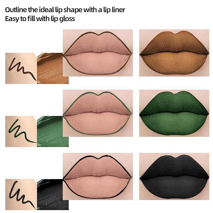 3 Colors Dark Black Green Brown Lipstick Green