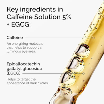 Two Pack Caffeine Solution 5% + EGCG, Depuffing Eye Serum for Dark Circles and Tired Eyes with Honey Hand Cream Bundle