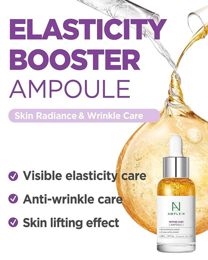 AMPLE:N Peptide Shot Serum - Korean Anti-Aging Face Serum with Peptide Threads to Minimize Wrinkles and Improve Firmness - Lift Sagging Skin - Visibly Plump, 1.01 fl. Oz