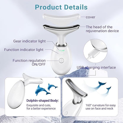 Neck Face Massager, Face Sculpting Tool, 3 Modes and Vibration for Facial Massager for Double - Chin Wrinkle,Daily Home Use