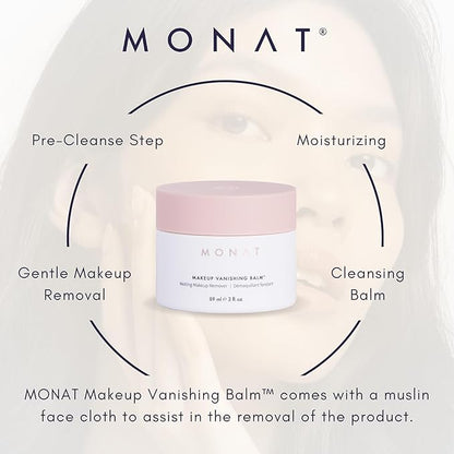 MONAT Makeup Vanishing Balm – Cleansing Balm Makeup Remover – Lightweight Face Cleanser Balm – Makeup cleansing Balm for Residue Free Soft and Smooth Skin – Safe to Use Balm for Delicate Skin