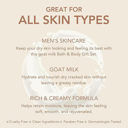 Dionis Goat Milk Men's Skincare Bundle – Cedarwood & Sea Salt Scented Bar Soap (6 oz) & Unscented 3pc Bath & Body Set with Moisturizer, Shave Butter & Soap – Hydrating, Gentle, Cruelty-Free