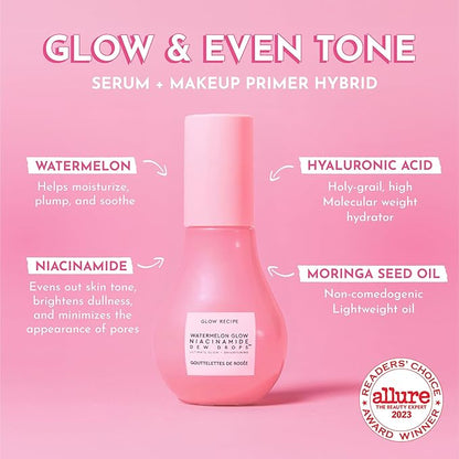 Glow Recipe Soothe, Glow & Bright Gift Set - Niacinamide Dew Drops Illuminating Primer & Avocado Ceramide Facial Serum & Guava Dark Spot Serum - Korean Skincare Travel Kit (3 Count)