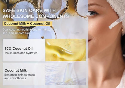 Coconut Collagen Serum For Face with Vitamin C - Anti Aging, Discoloration Correcting & Hydrating Serums - Hyaluronic Acid, Niacinamide & Bakuchiol - Vegan Dark Spot Remover - 1.08 Oz.